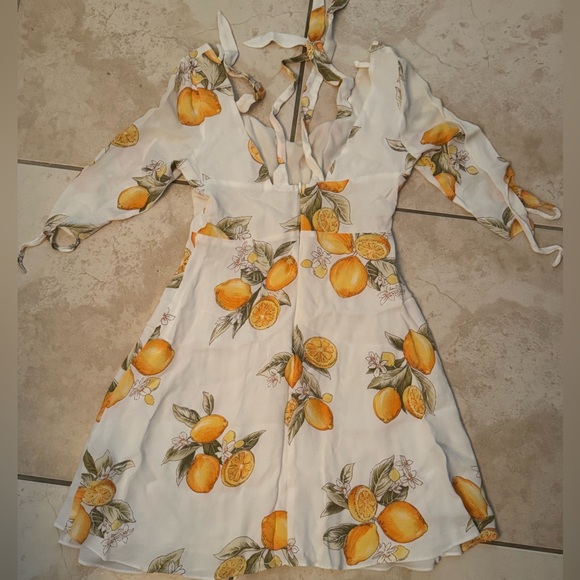 $248 For Love & Lemons Limonada Mini Dress XS White Yellow Floral Romantic Dress - Picture 5 of 5
